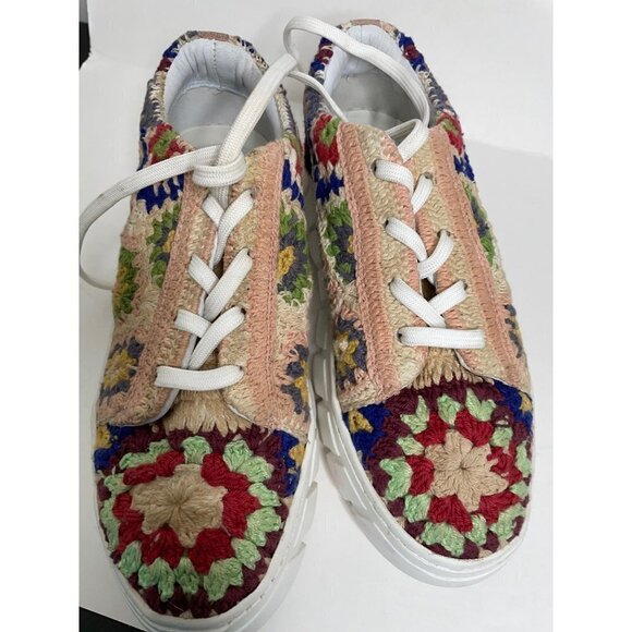 Free People Catch Me If You Can Crochet Flower Sneaker EU 38 US 8 New Colorful - Picture 5 of 9
